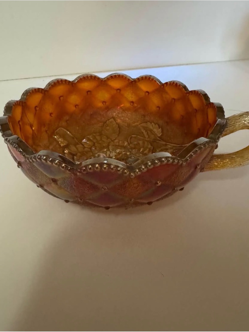 Amber Decorative Glass Bowl with Handle - Home Art